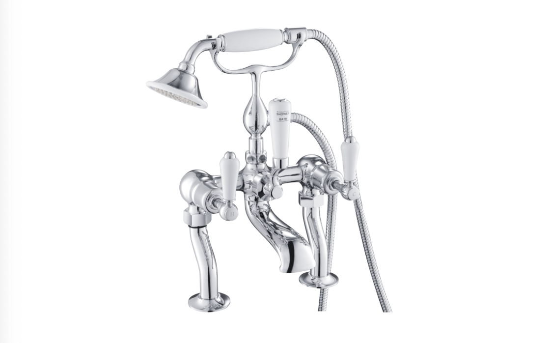 JTP Grosvenor Lever Chrome Deck Mounted Bath Shower Mixer with Kit