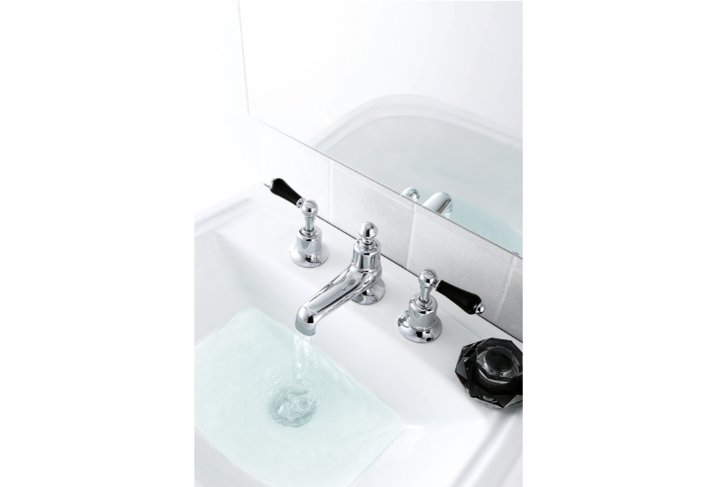 JTP Grosvenor Lever Black Edition Deck Mounted 3 Hole Basin Mixer