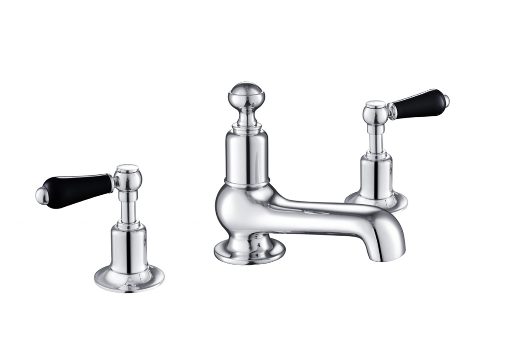 JTP Grosvenor Lever Black Edition Deck Mounted 3 Hole Basin Mixer