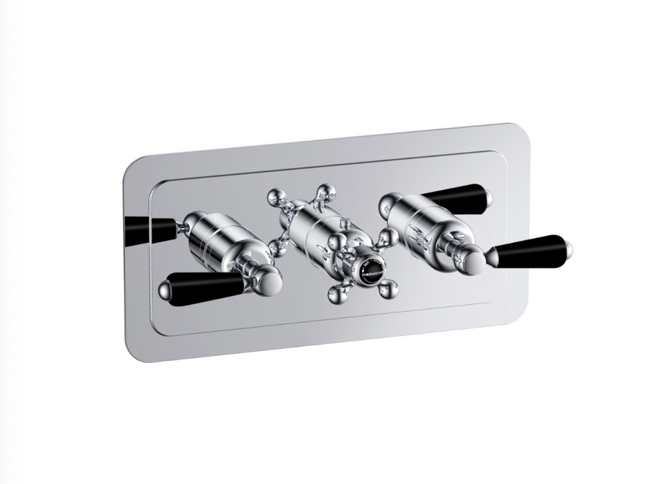 JTP Grosvenor Lever Black Edition Horizontal Thermostatic Concealed Outlet Shower Valve - Select Outlet