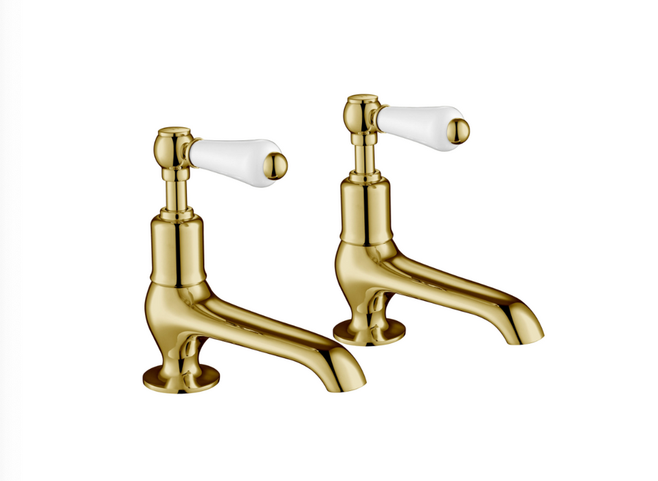 JTP Grosvenor Lever Antique Brass Edition Long Nose Basin Taps