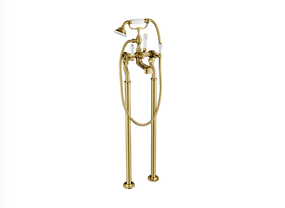 JTP Grosvenor Lever Antique Brass Edition Free Standing Bath Shower Mixer with Kit