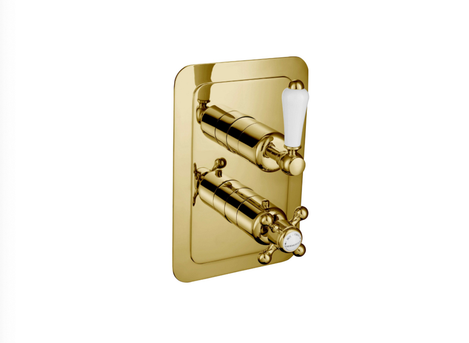 JTP Grosvenor Lever Antique Brass Edition Thermostatic Outlet Shower Valve - Select Outlet