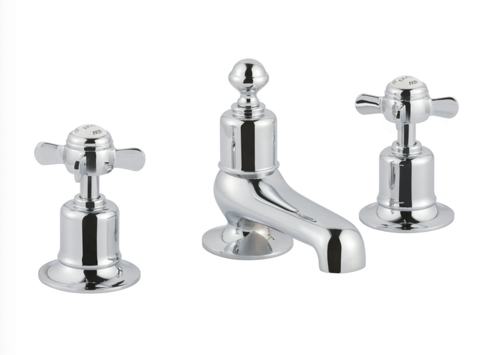 Grosvenor Pinch Chrome Deck Mounted 3 Hole Basin Mixer