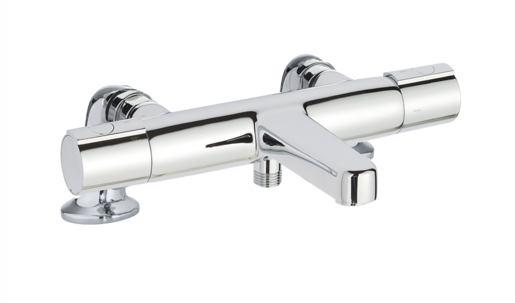 JTP Hugo Chrome Deck Mounted Thermostatic Bath Shower Mixer with Kit