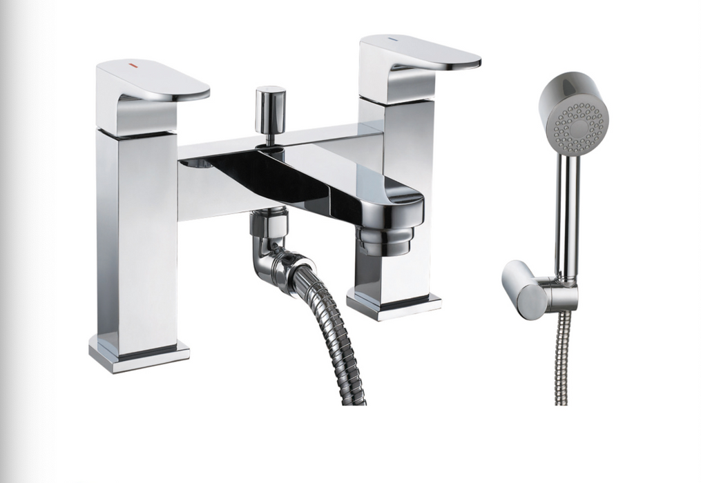 JTP Base Chrome Deck Mounted Bath Shower Mixer with Kit