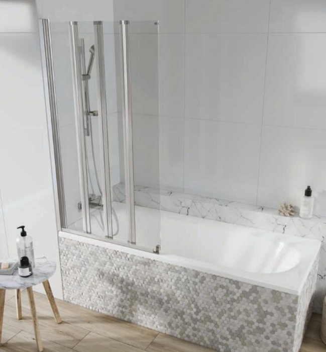 S6 Acqua Arm Chrome 5 Panel Bath Screen 1500 x 1000mm