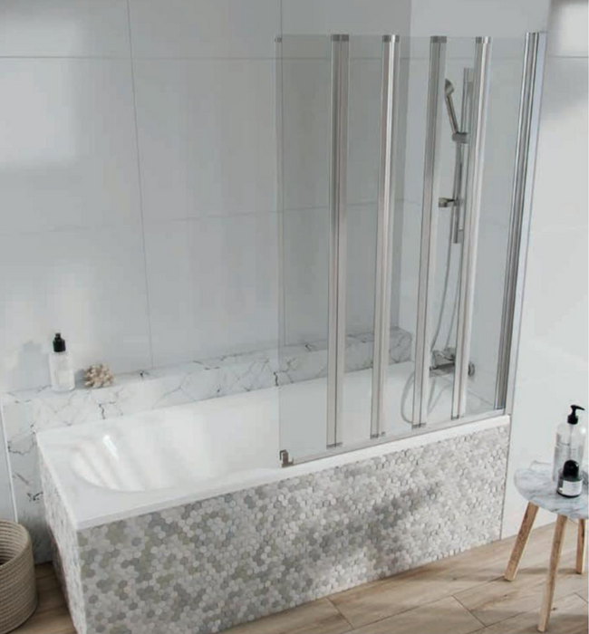 S6 Acqua Arm Chrome 5 Panel Bath Screen 1500 x 1000mm