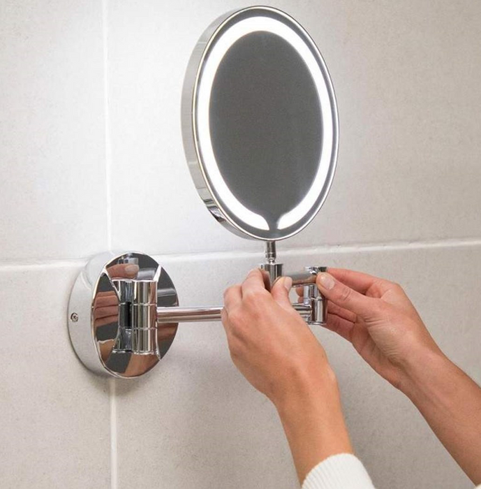 Chrome Round Wall Mounted LED Make Up Mirror