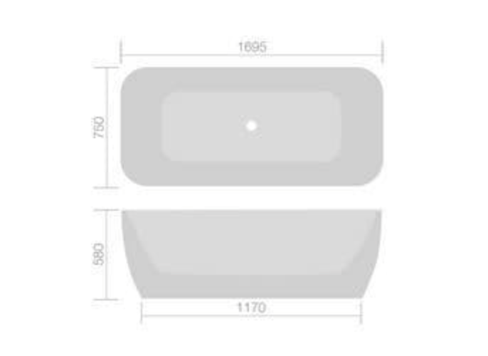 Eco Two-Skinned Freestanding Bath 1700 x 750mm