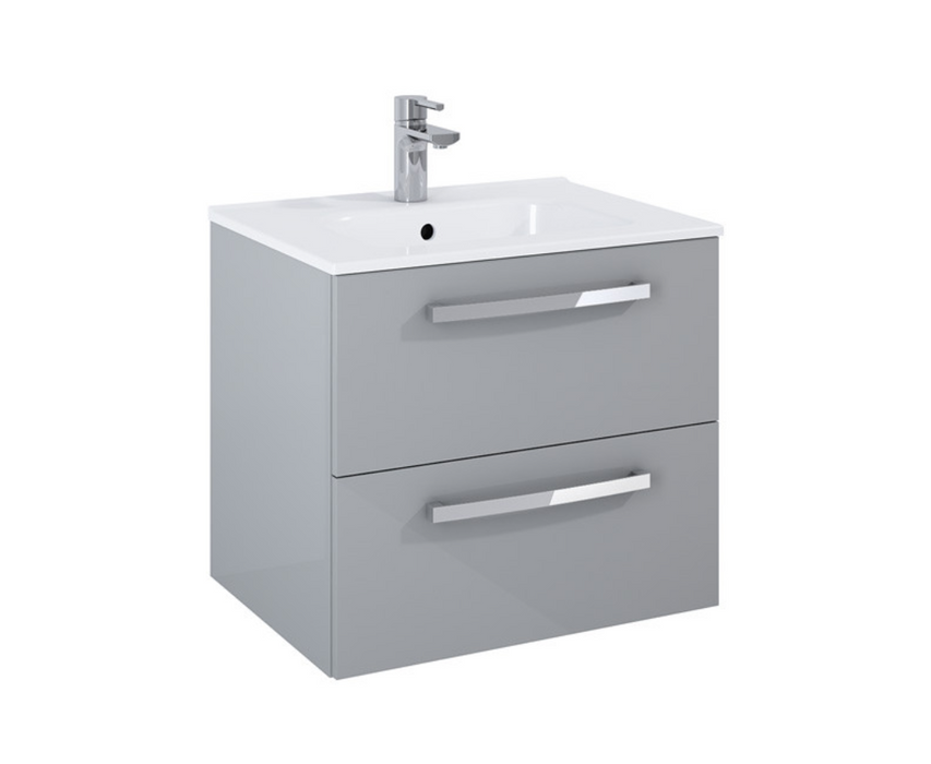 Aquatrend Gloss Grey 600 Wall Hung Vanity with Basin