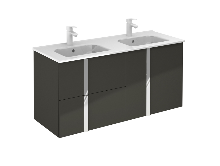 Onix Gloss Grey 1210 2 Drawer/Door Wall Hung Vanity with Basin