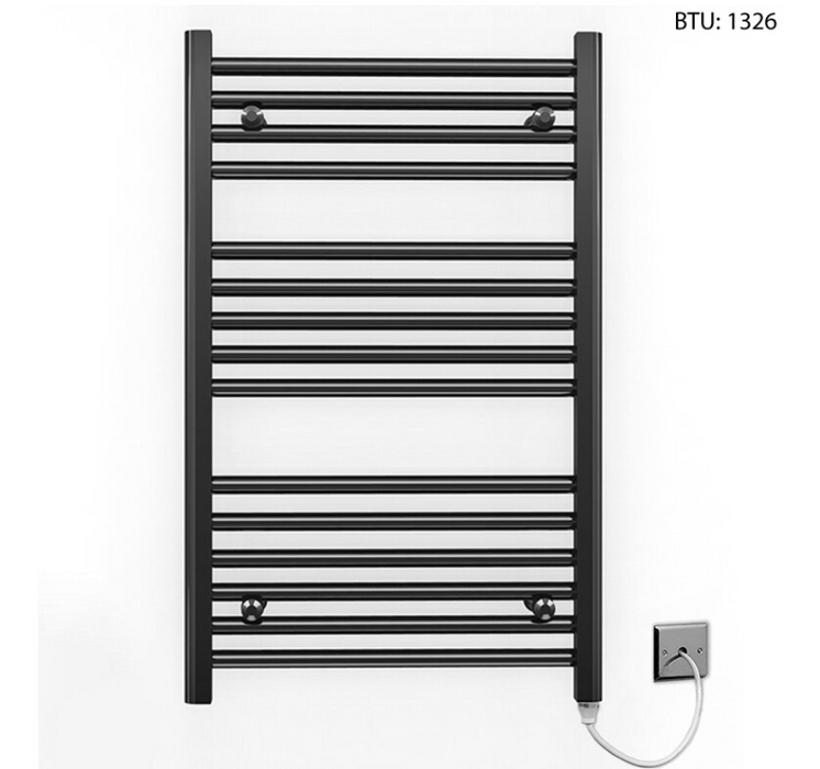 Black Noir Straight Electric Towel Rail 500 x 1200mm