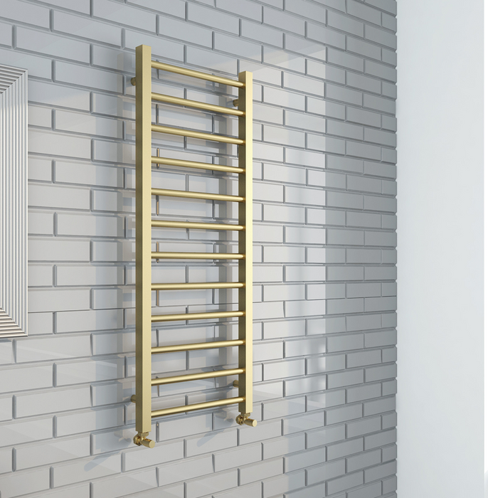 Mineral Round Brushed Brass Designer Towel Rail 500 x 1200mm