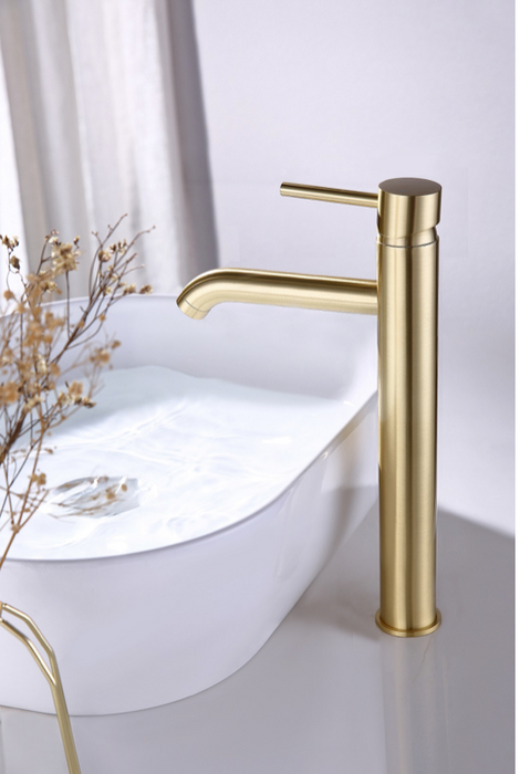 Mineral Brushed Brass Tall Mono Basin Mixer