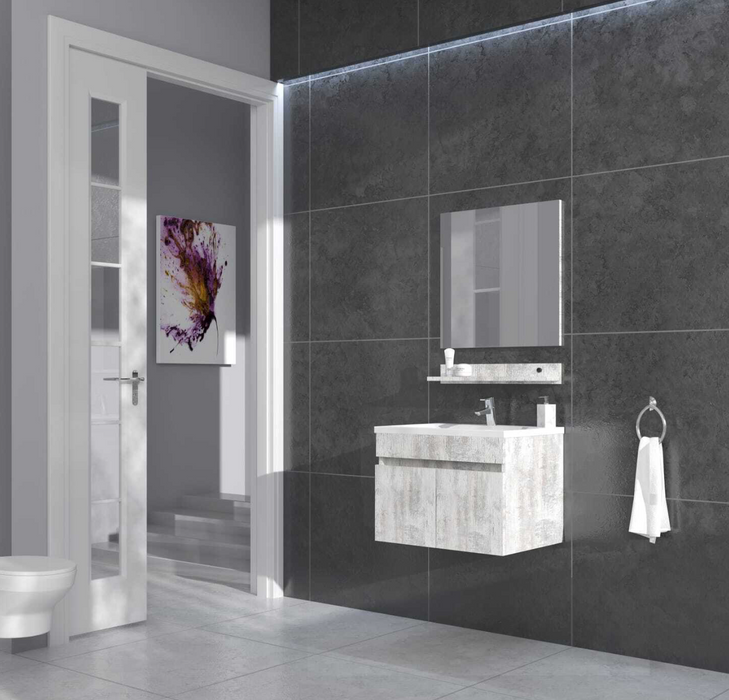 SpaceBox Slate Grey 650 Wall Mounted 2 Door Basin Vanity Unit