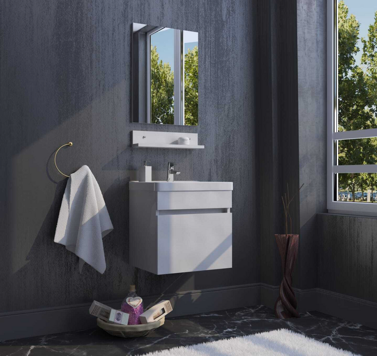 SpaceBox Gloss White 500 Wall Mounted 1 Door Basin Vanity Unit