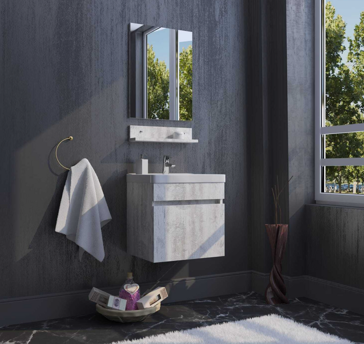 SpaceBox Slate Grey 500 Wall Mounted 1 Door Basin Vanity Unit