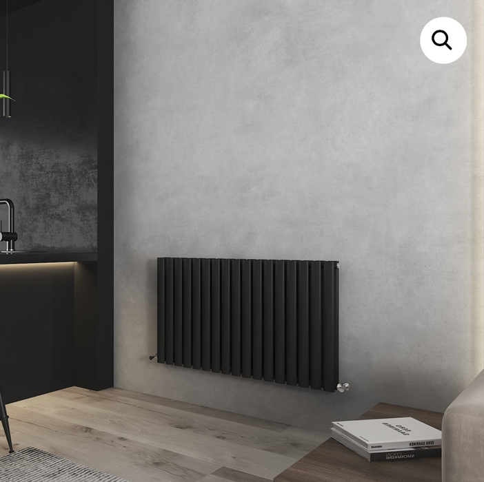 Elle Noir Black Horizontal Double Radiator 600 x 1020mm