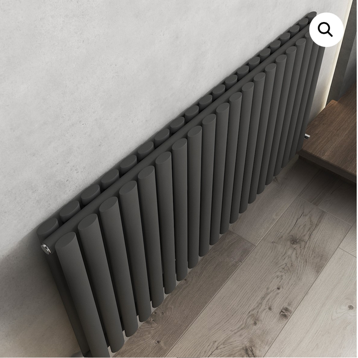 Elle Noir Black Horizontal Double Radiator 600 x 1200mm