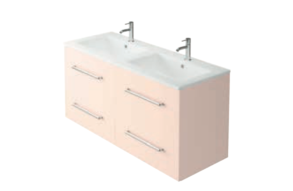 Azure Misty Pink 1200 Wall Hung Vanity with Basin