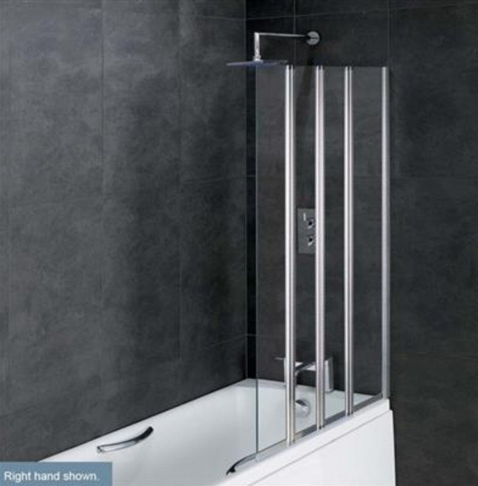 Volente Chrome Fixed Folding Bath Screen 1000mm RH