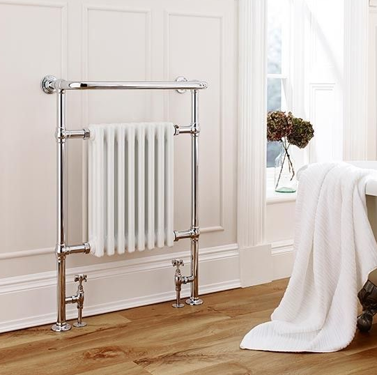 K-Vit Crown Chrome/White Traditional Towel Rail 675mm